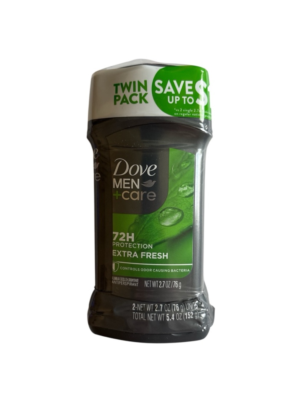 DOVE Men+Care 72-Hour Extra Fresh Antiperspirant Deodorant - Green TWIN PACK